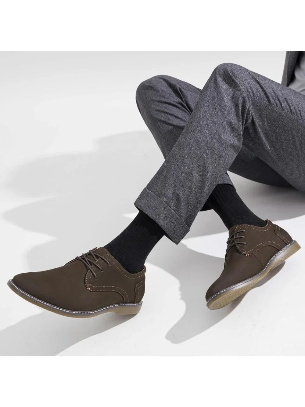 Men's Dark Brown Faux Leather Casual Dress Shoes Retro Business Classic